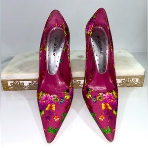 BCBG Floral Heels Size 7.5 3in heel Pink Floral Wedding Graduation Dance